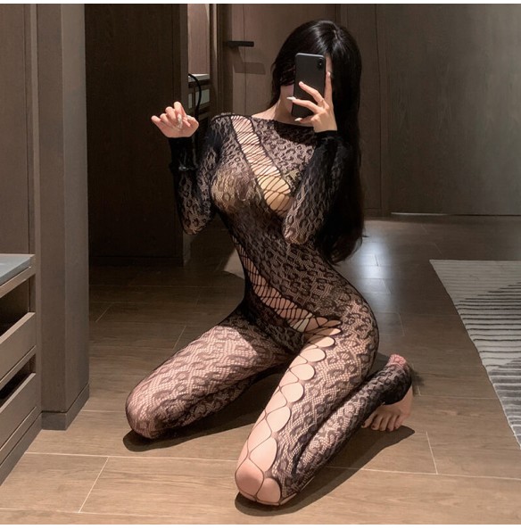 FEE ET MOI - Sheer Mesh Bodystocking (Leopard Print) FEE ET MOI - Sheer Mesh Bodystocking (Leopard Print)